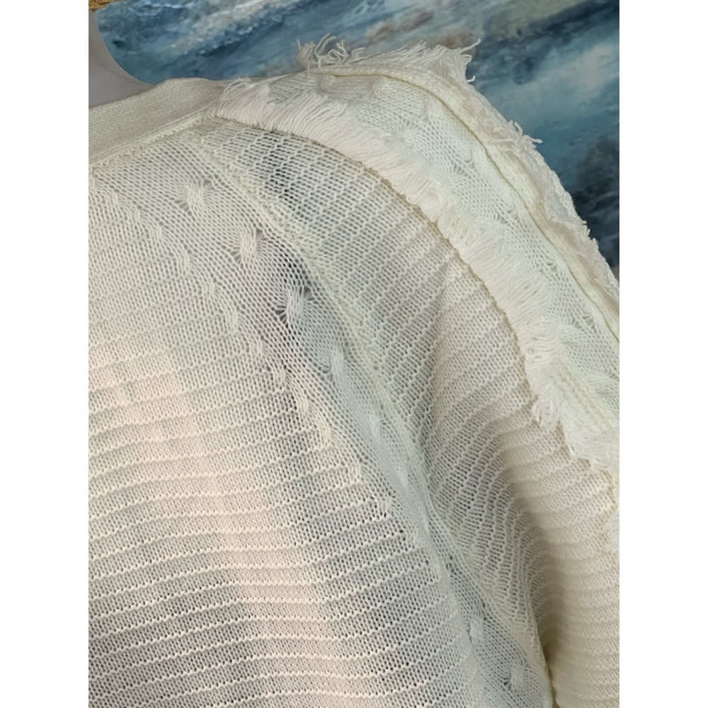 POLAGRAM Ivory frayed sleeve cardi M L - Picture 7 of 7